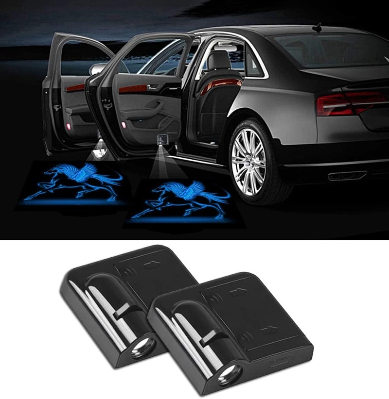 NewL 2 Pcs Led Car Door Welcome Light for Blue Horse Logo Symbol Projector Lights Ghost Shadow Light - Image 1